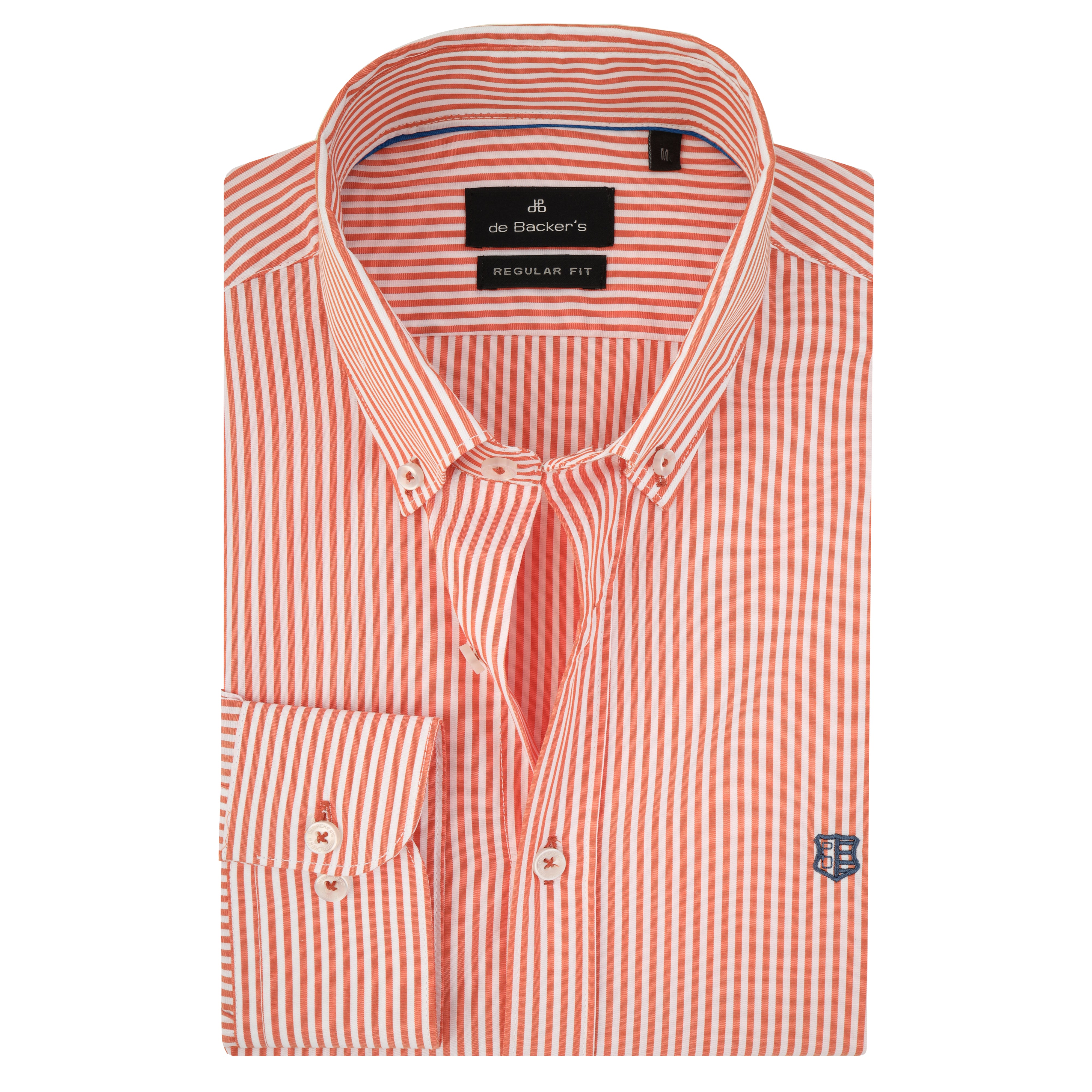 Striped salmon & White Casual Shirt