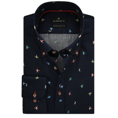 Printed Navy Casual Shirt