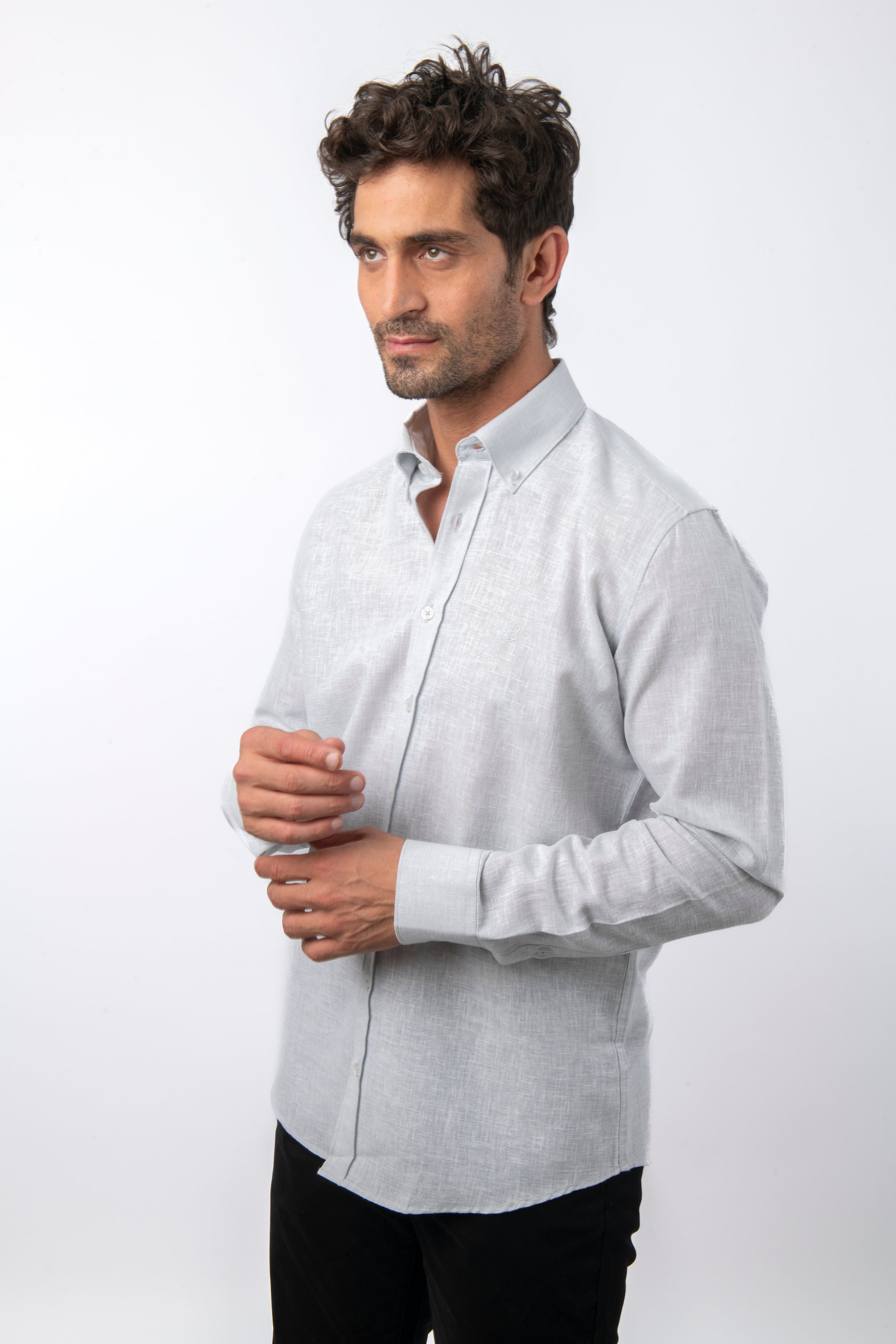 Linen Gray Casual Shirt