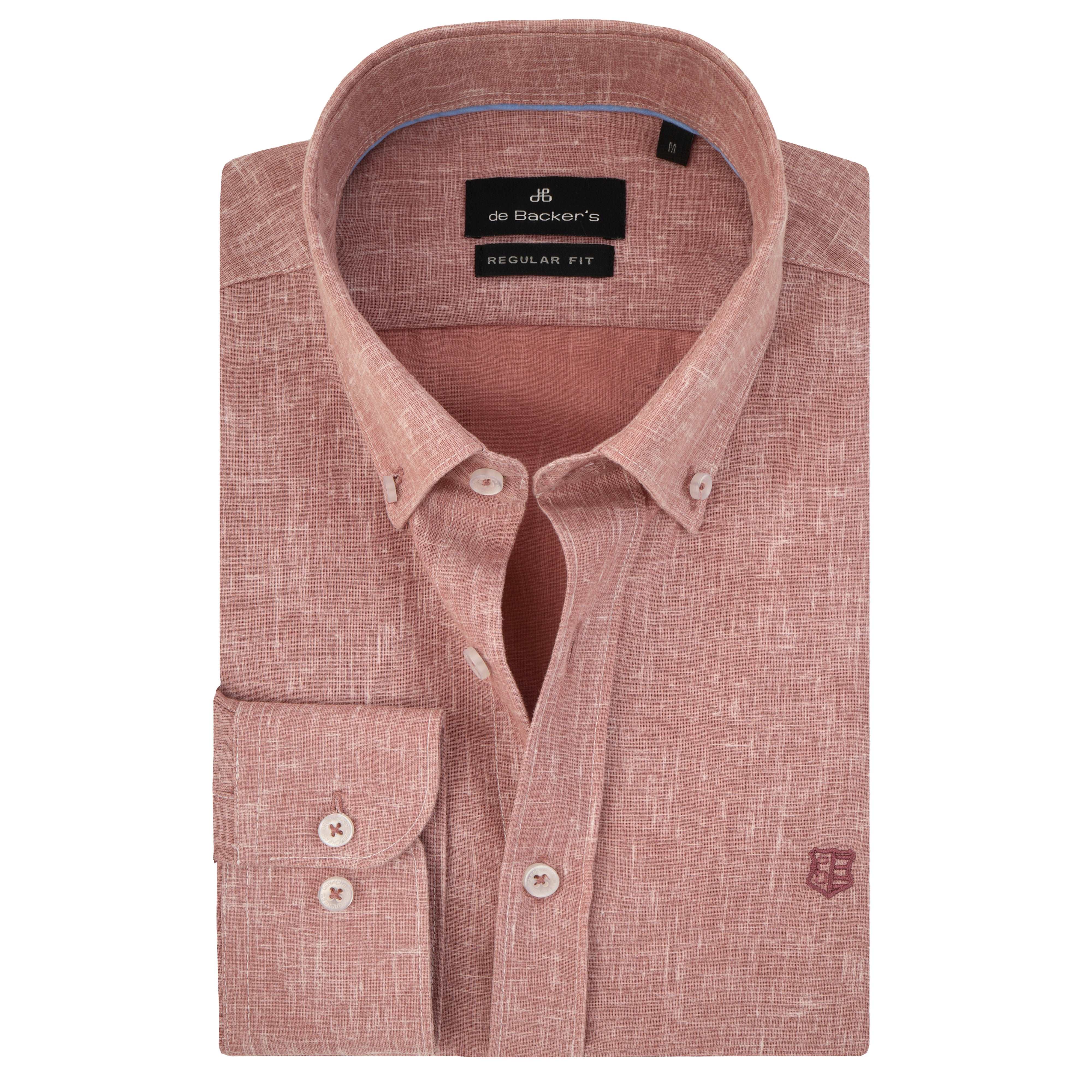 Jacquard Light Coral Linen Casual Shirt