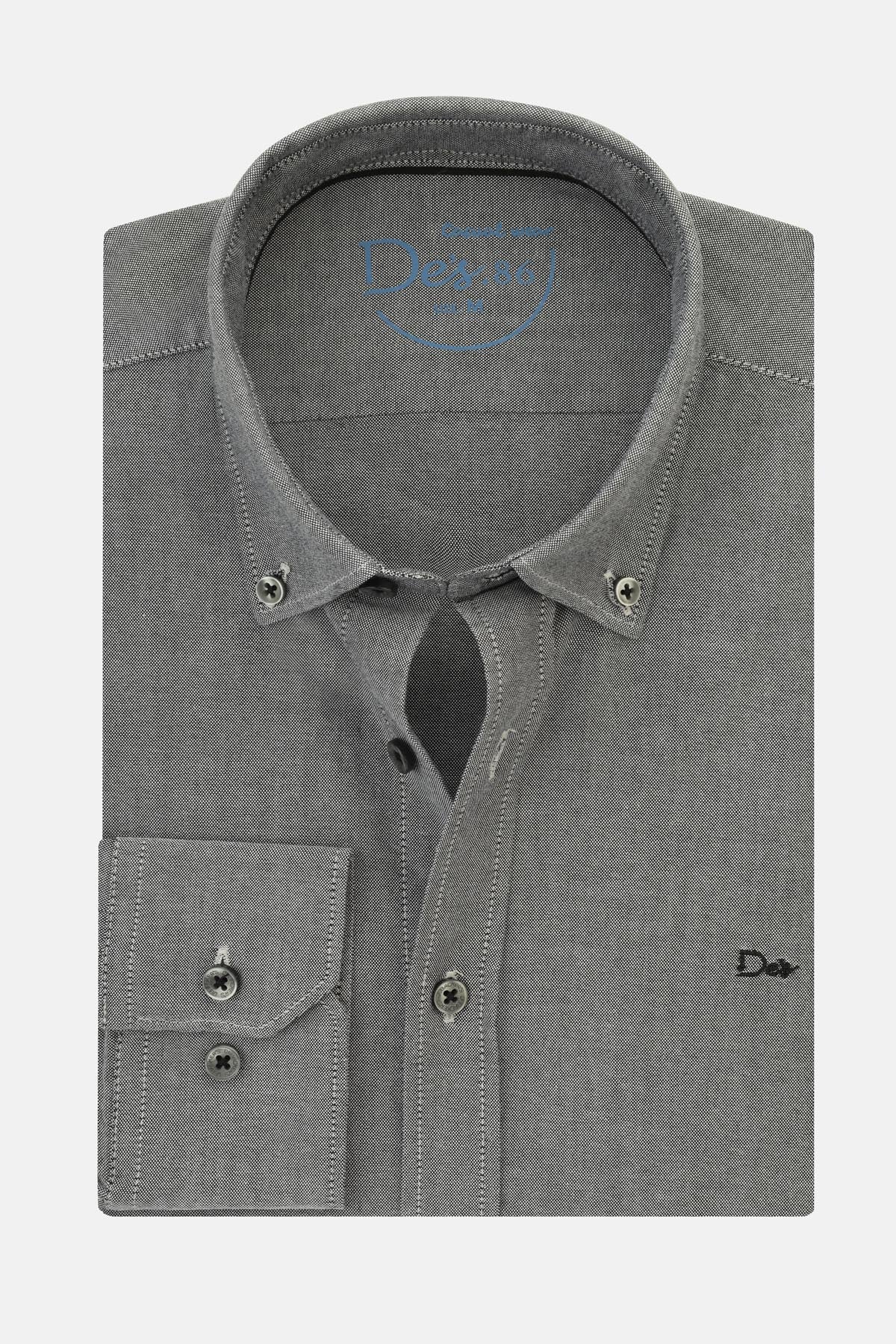 Solid Oxford Battleship Gray Cotton Casual Shirt