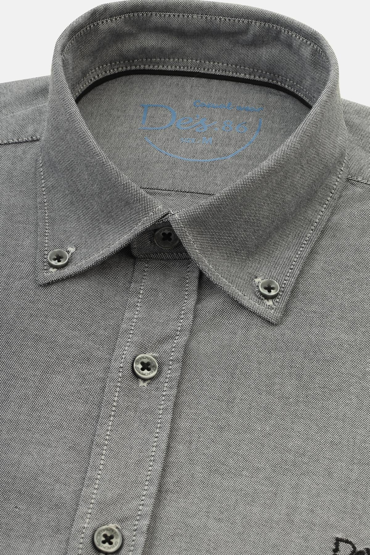 Solid Oxford Battleship Gray Cotton Casual Shirt