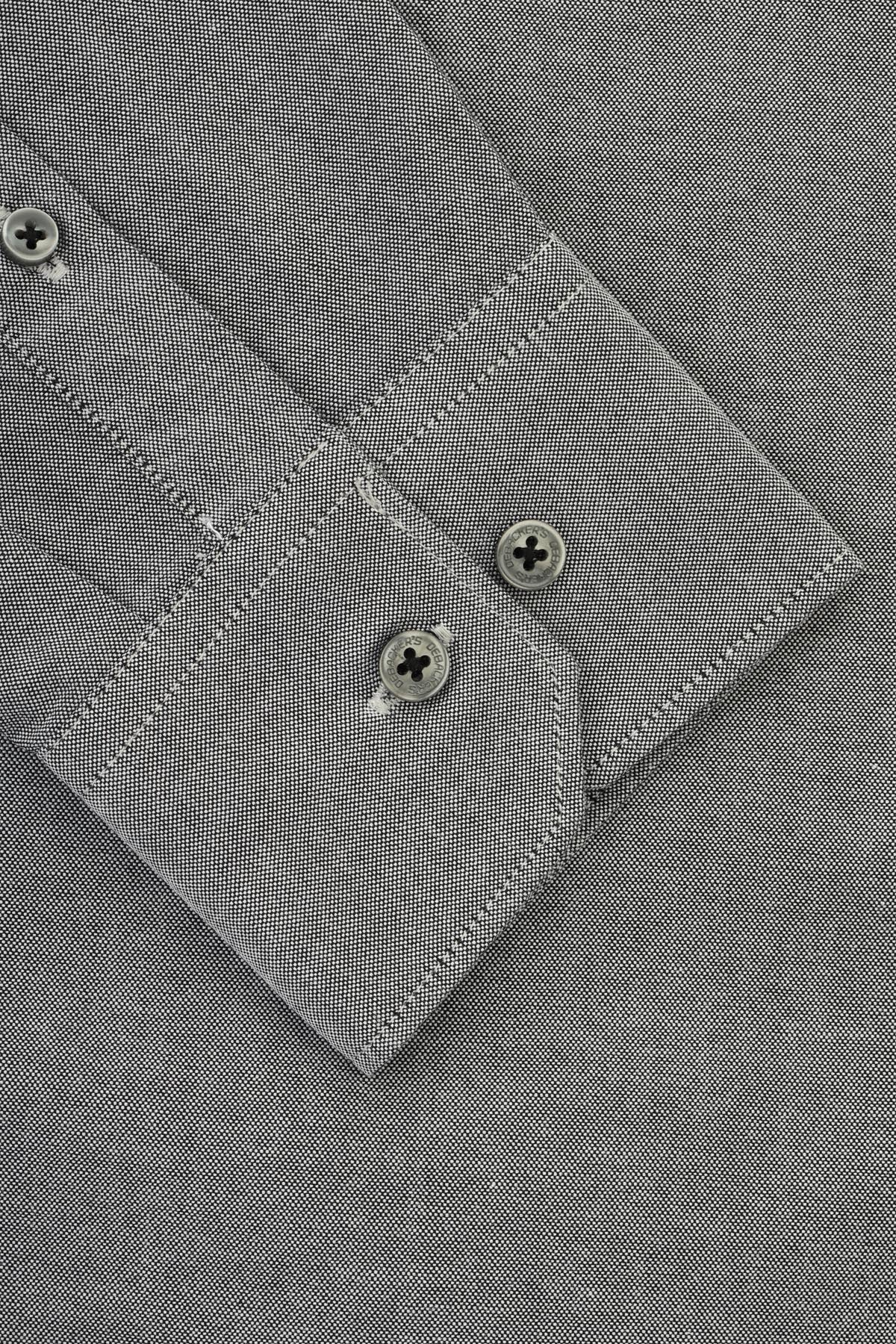 Solid Oxford Battleship Gray Cotton Casual Shirt