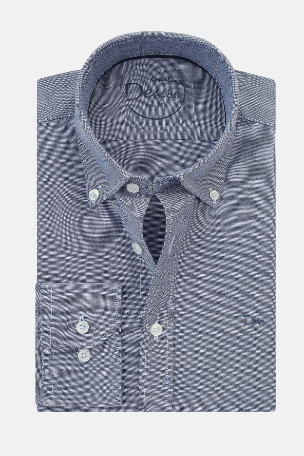 Solid Oxford Slate Gray Cotton Casual Shirt