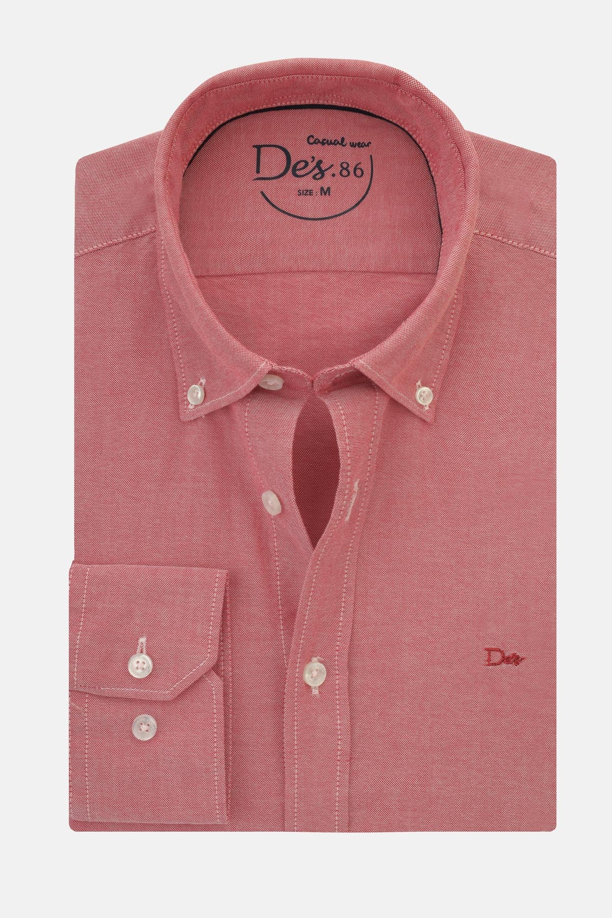 Solid Oxford Old Rose Cotton Casual Shirt