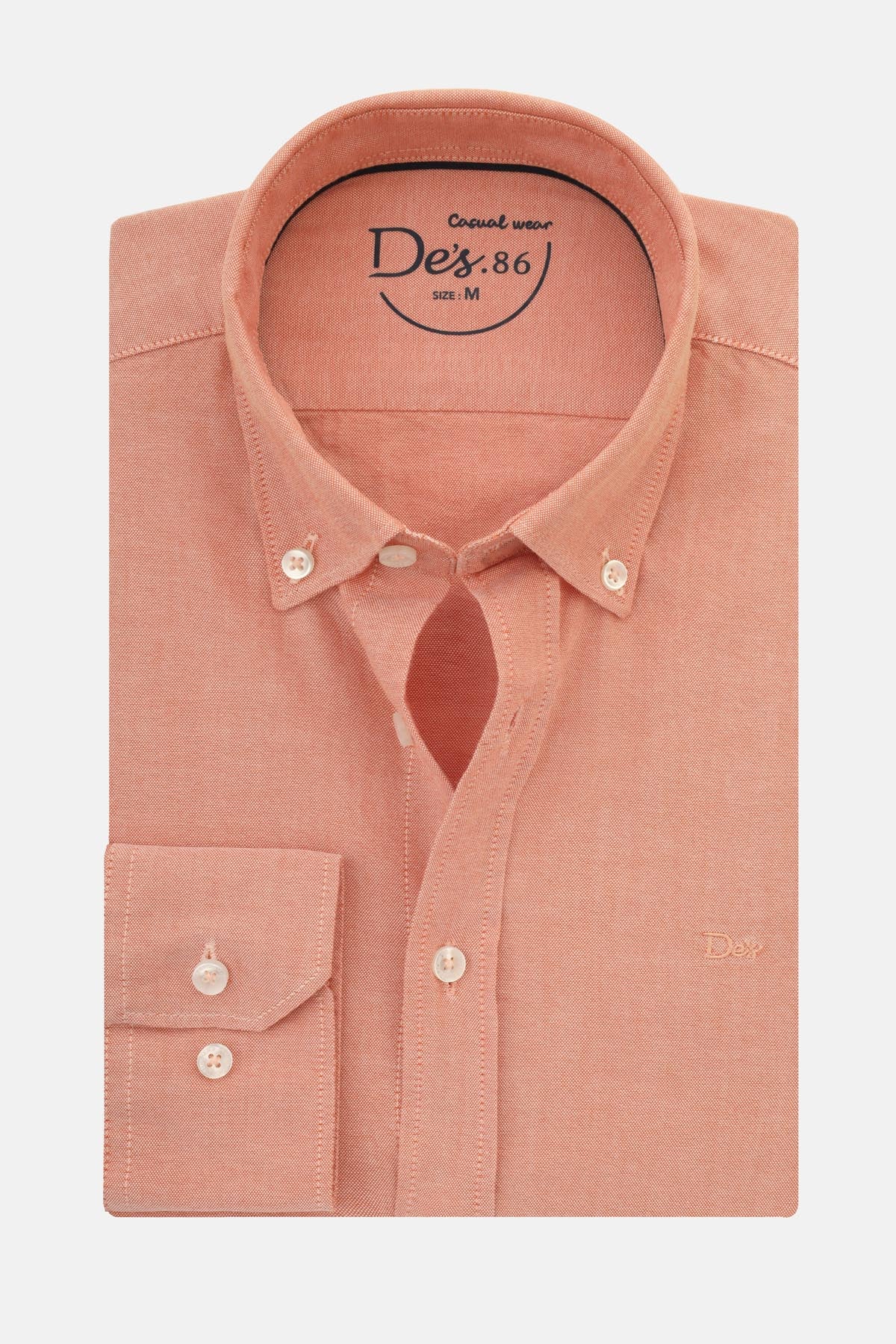 Solid Oxford Atomic Tangerine Cotton Casual Shirt