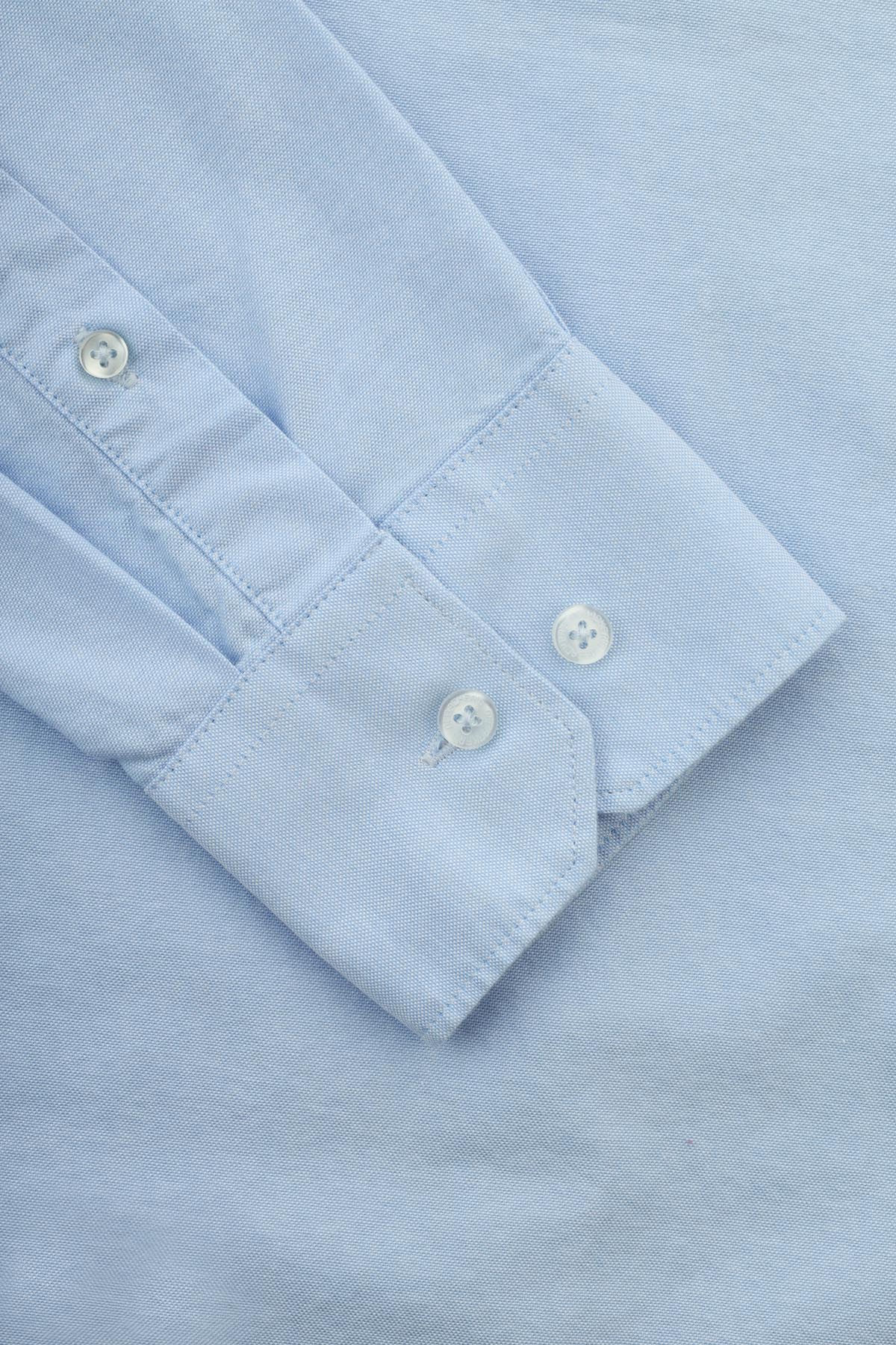 Solid Oxford Light Blue Cotton Casual Shirt - 4