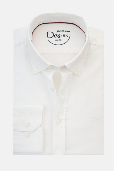 Solid Oxford Off White Cotton Casual Shirt