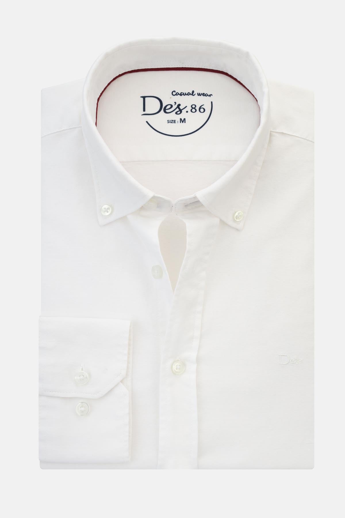 Solid Oxford Off White Cotton Casual Shirt