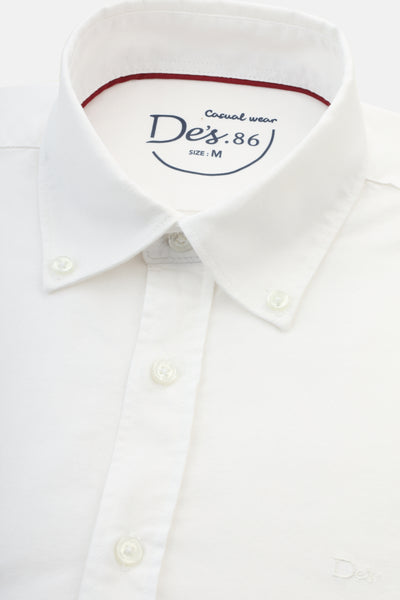 Solid Oxford Off White Cotton Casual Shirt