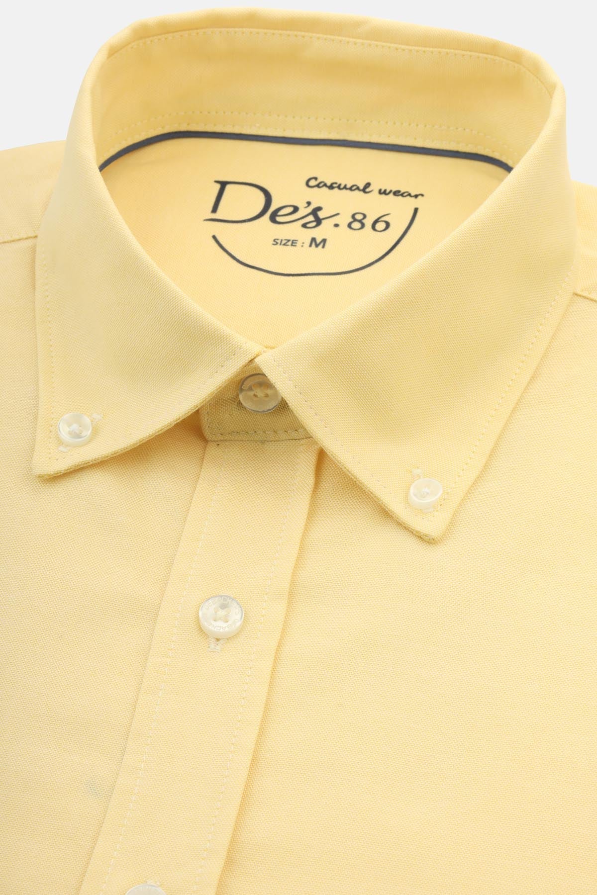 Solid Oxford Flax Yellow Cotton Casual Shirt