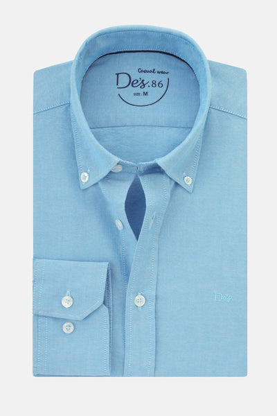 Solid Oxford Carolina Blue Cotton Casual Shirt