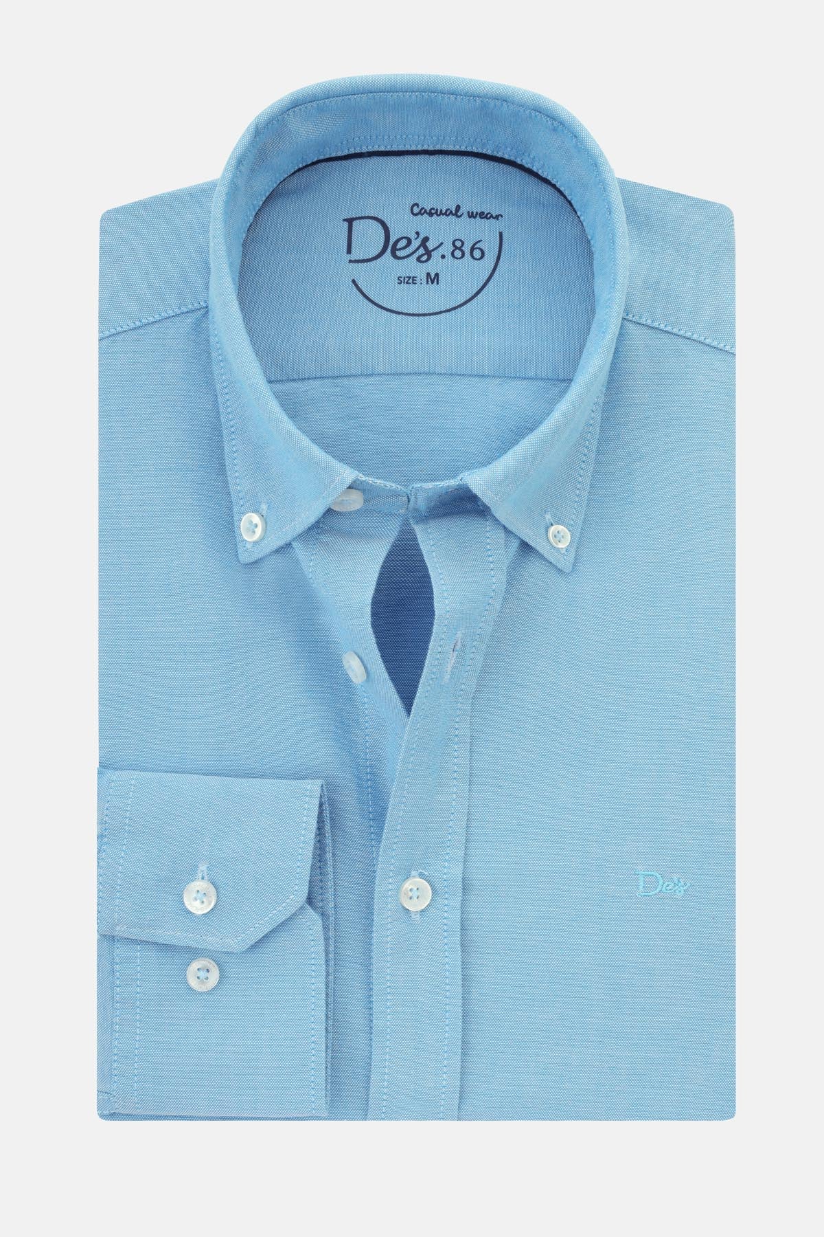 Solid Oxford Carolina Blue Cotton Casual Shirt