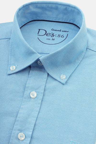 Solid Oxford Carolina Blue Cotton Casual Shirt
