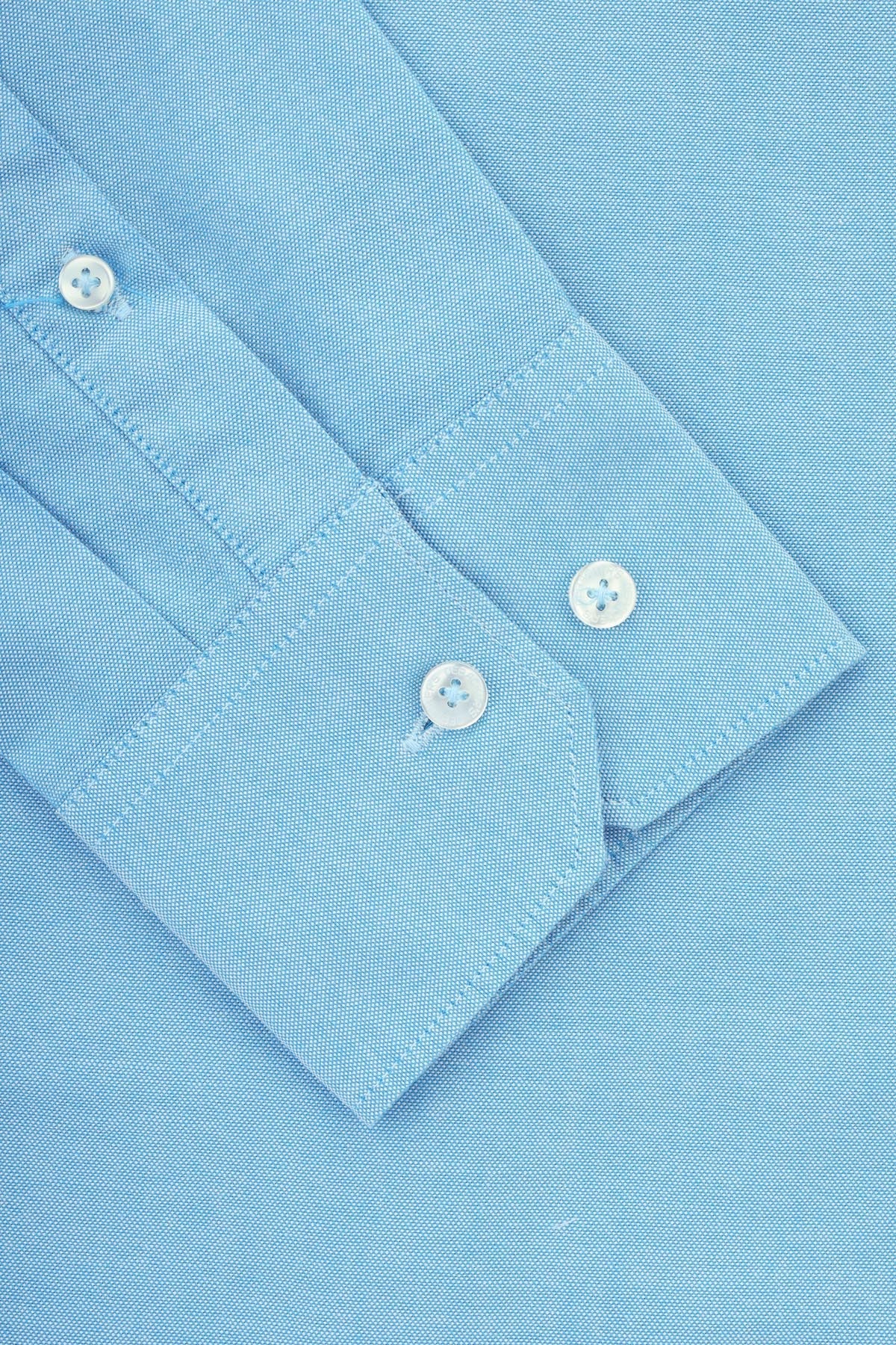 Solid Oxford Carolina Blue Cotton Casual Shirt