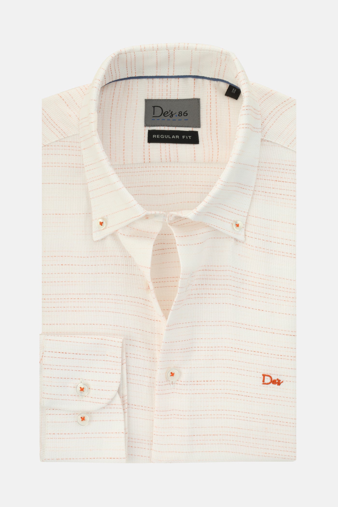 Jacquard Striped Cotton Lavender Blush & Orange Casual Shirt