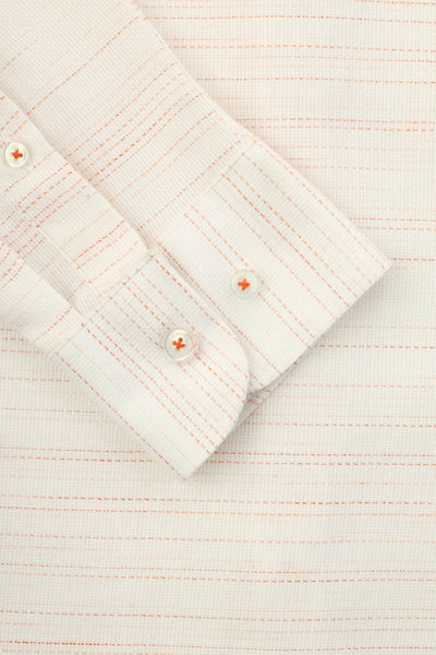 Jacquard Striped Cotton Lavender Blush & Orange Casual Shirt
