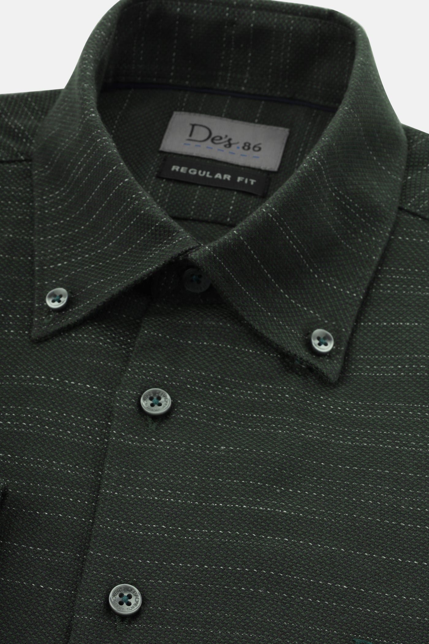 Jacquard Striped Cotton Dark Green & Olive Casual Shirt