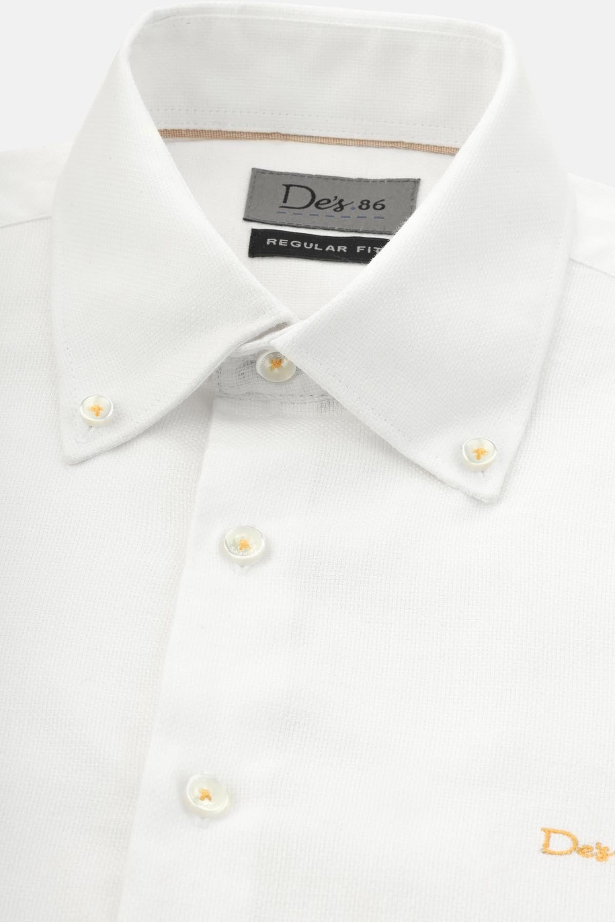 Pique  Cotton White Casual Shirt