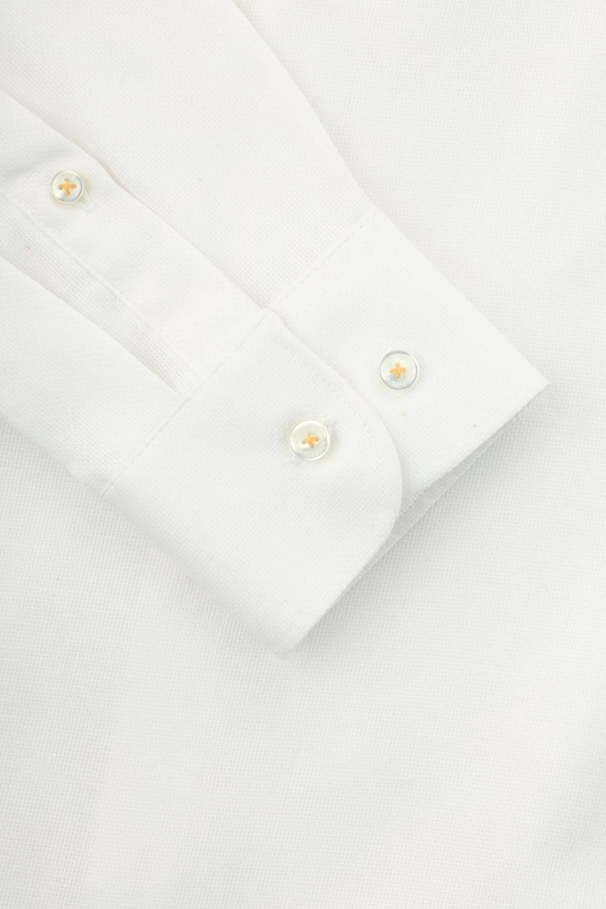 Pique  Cotton White Casual Shirt - 3