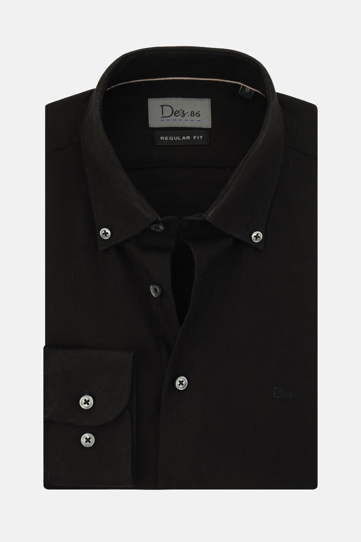 Pique Black Casual Shirt