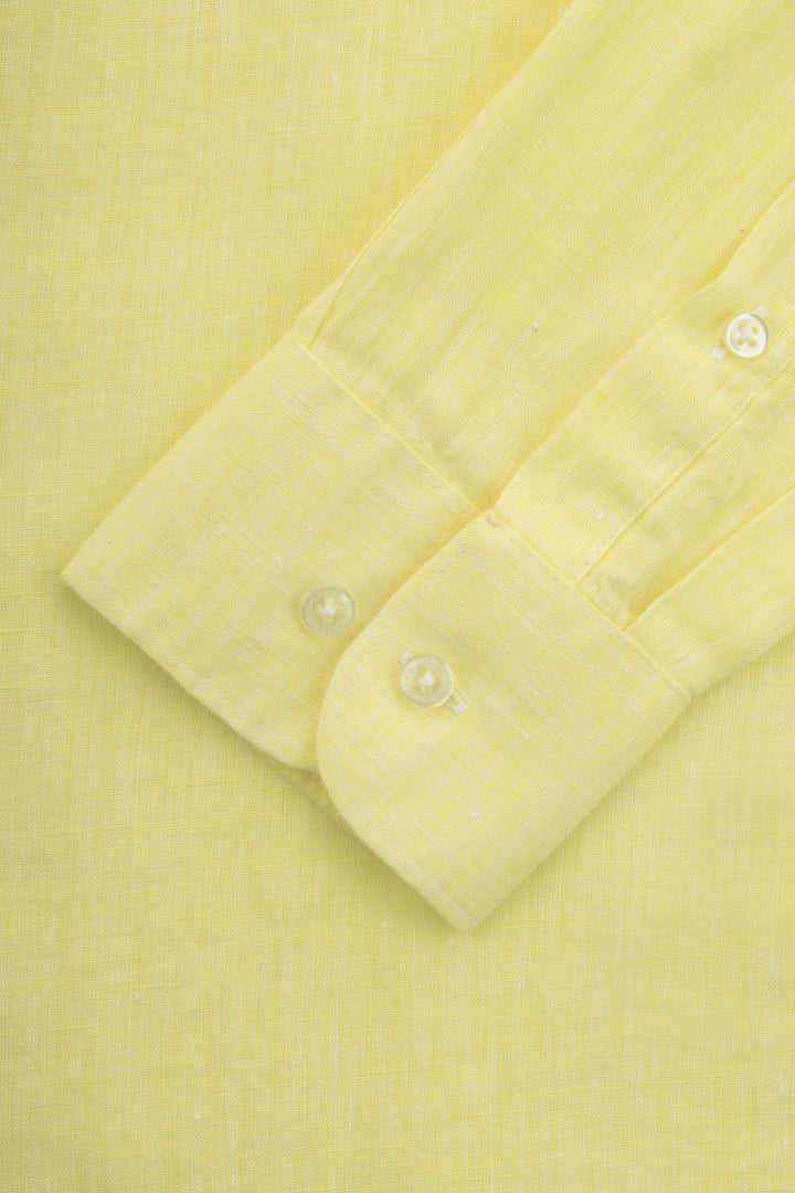Linen Vanilla Yellow Casual Shirt - 3