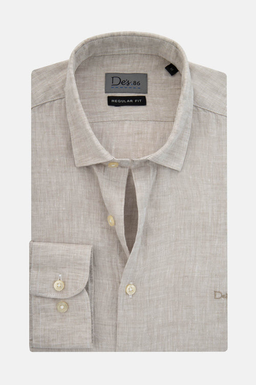 Linen Brownish Gray Casual Shirt - 1