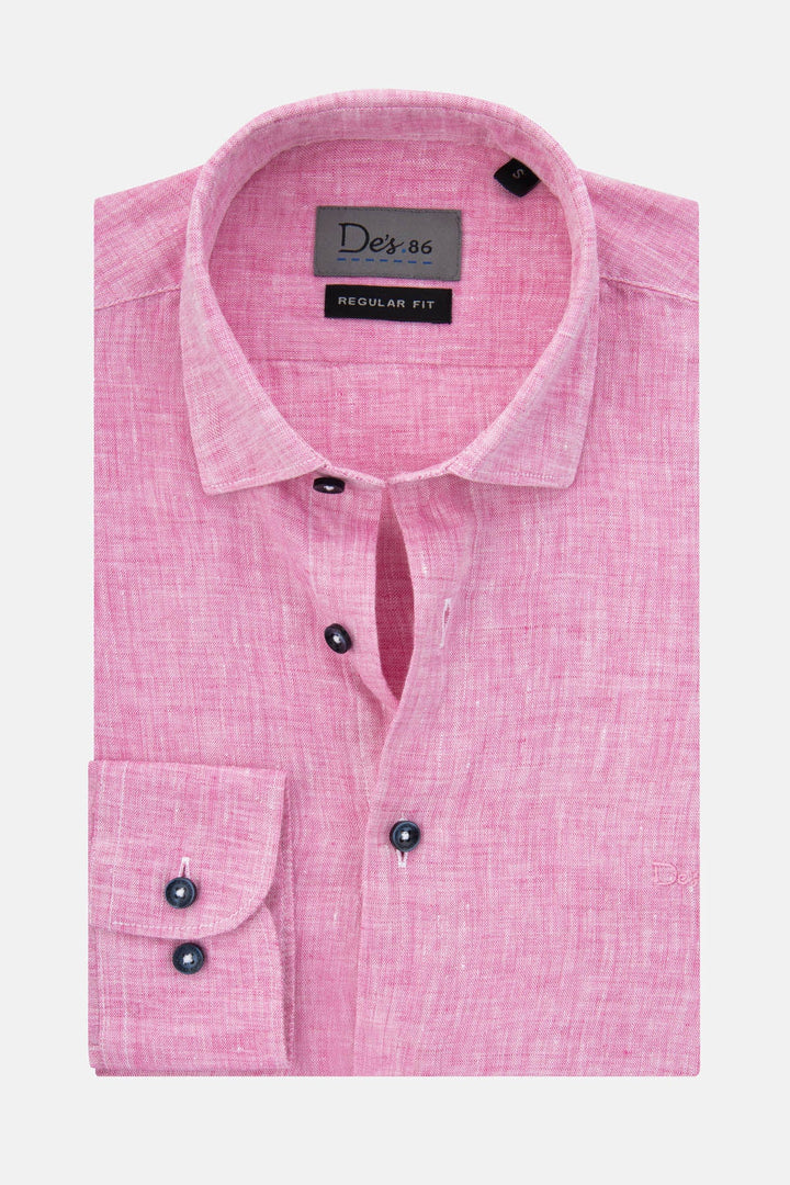 Linen Thulian Pink Casual Shirt - 1