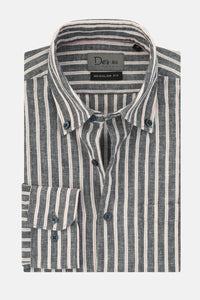 Striped Black & White Casual Shirt - 1