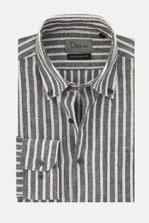 Striped Black & White Casual Shirt - 1