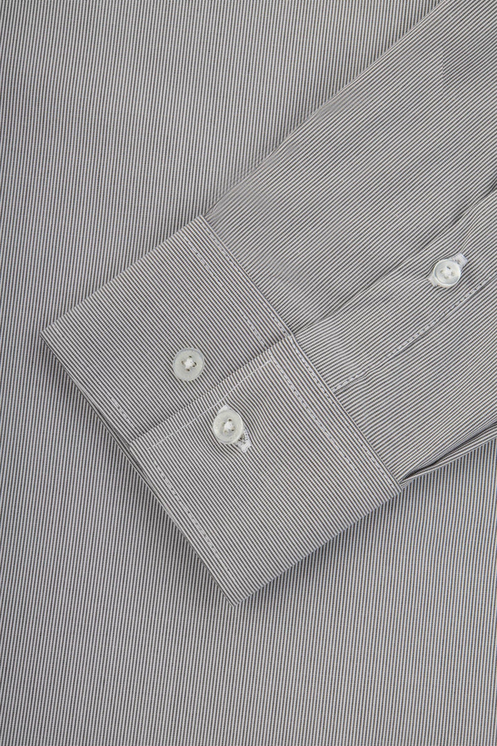 Striped Light Grey & White Bamboo Classic Shirt - 3