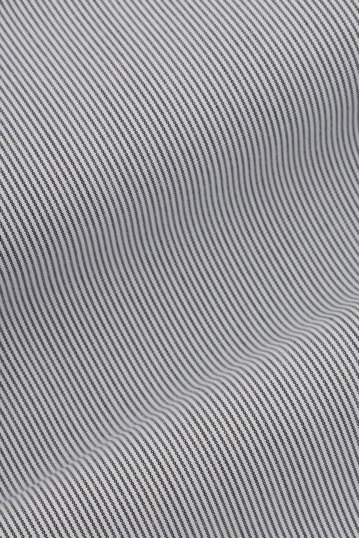 Striped Light Grey & White Bamboo Classic Shirt - 4