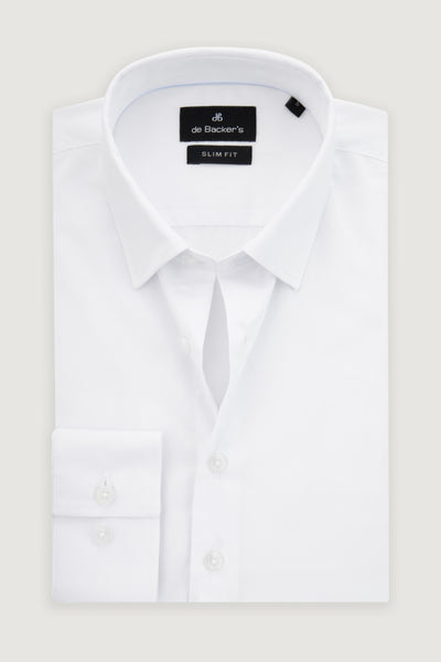 Solid White Slim Dacron Classic Shirt