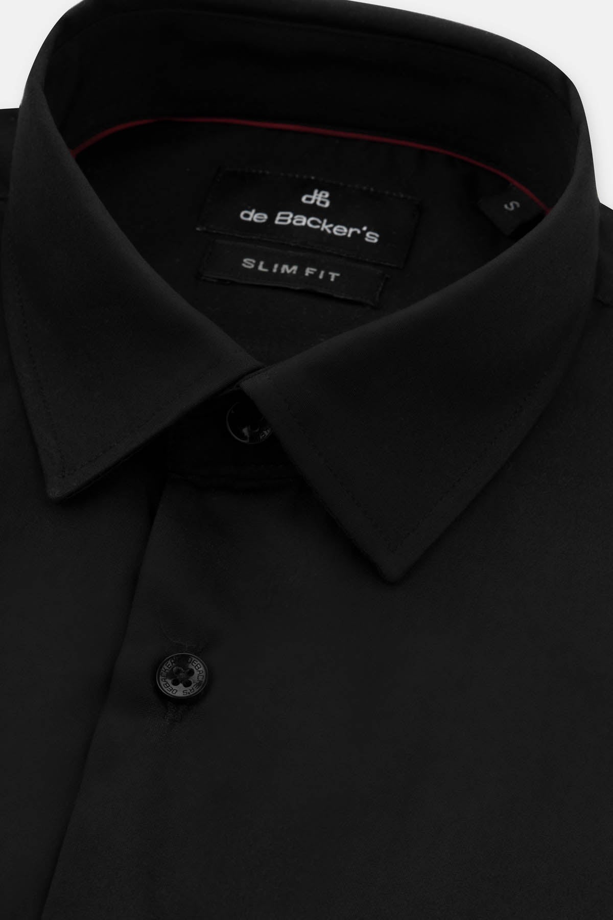 Solid Light Black Slim Dacron Classic Shirt