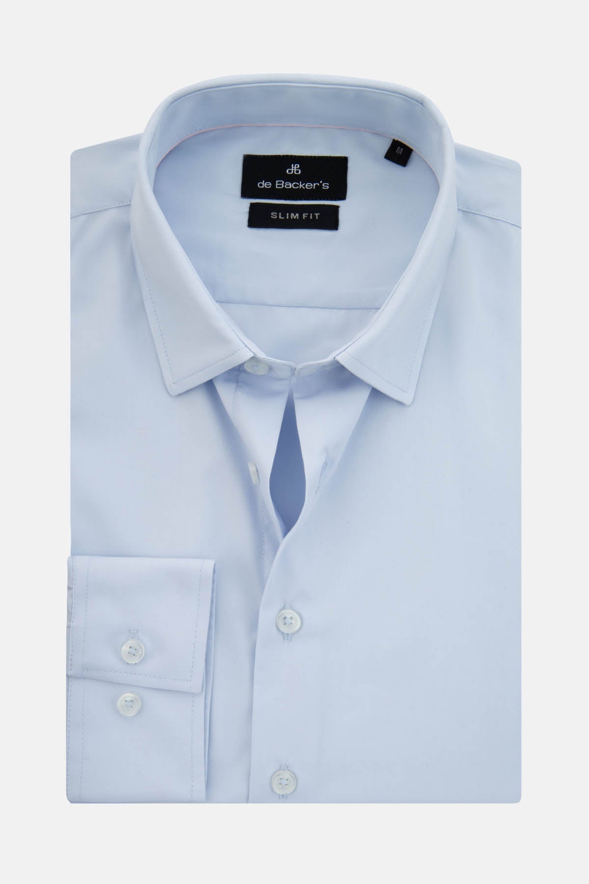 Solid Light Blue Slim Dacron Classic Shirt - 1