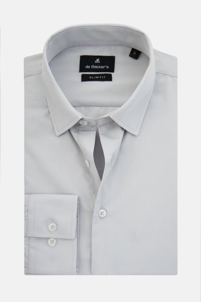 Solid Light Gray Slim Dacron Classic Shirt