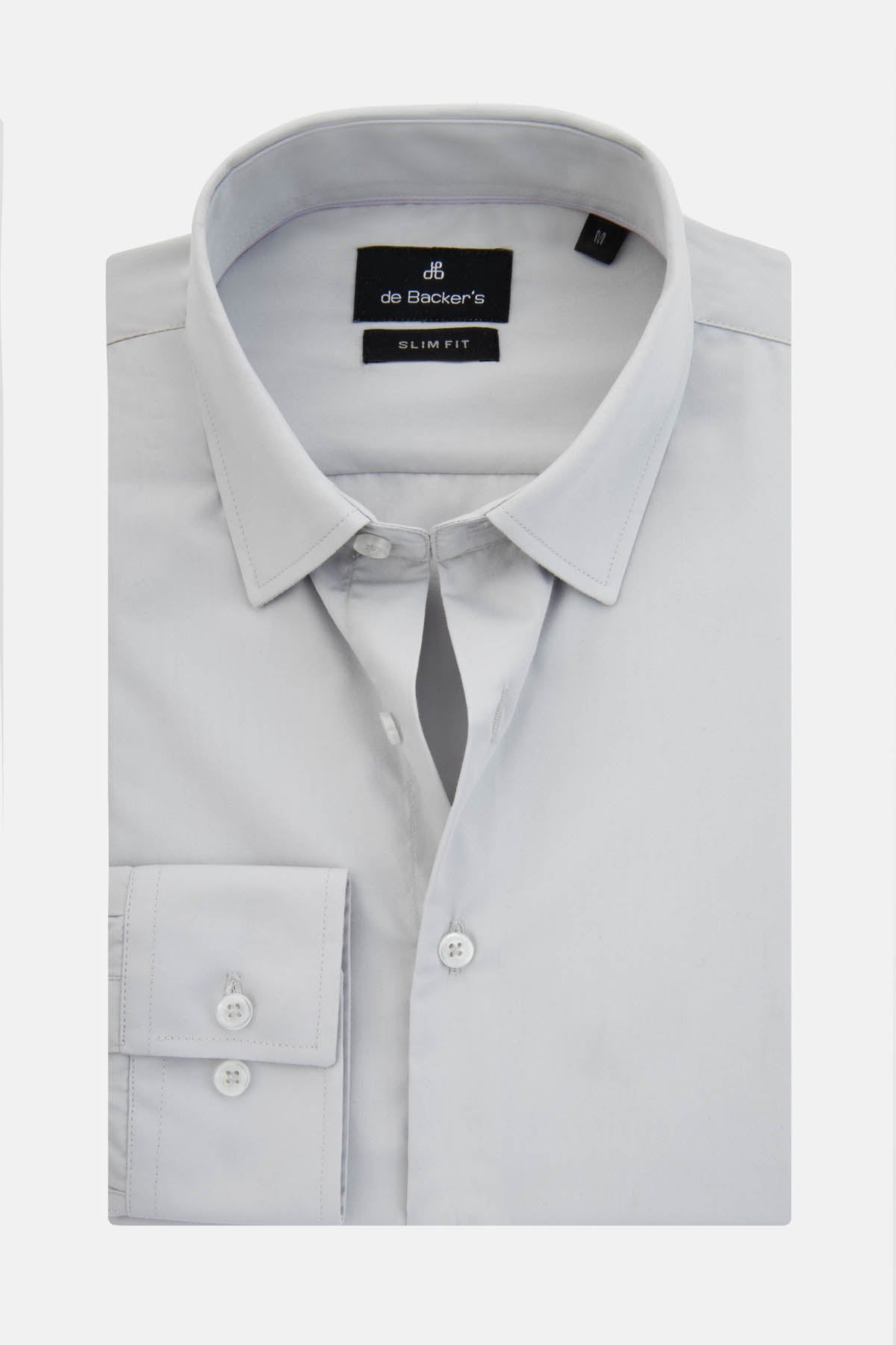 Solid Light Gray Slim Dacron Classic Shirt - 1