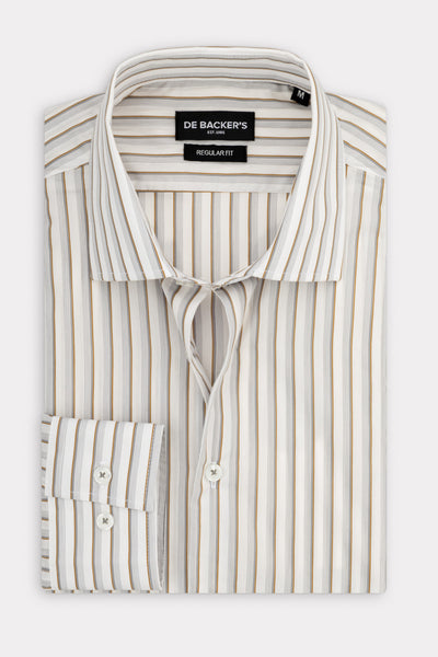 Striped Gray & Off-White Bamboo Classic Shirt - 1
