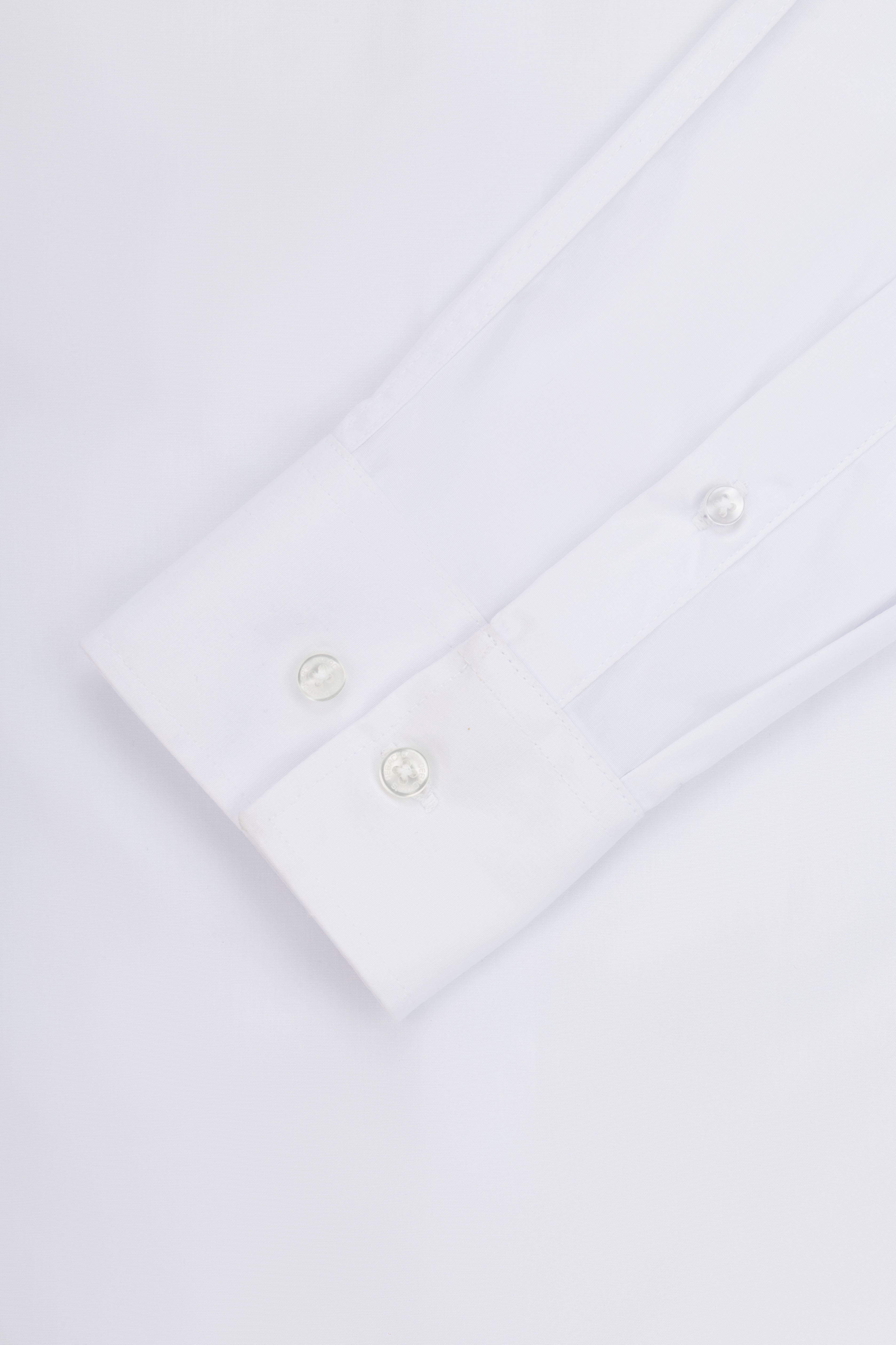 Solid White Slim Dacron Classic Shirt - 3