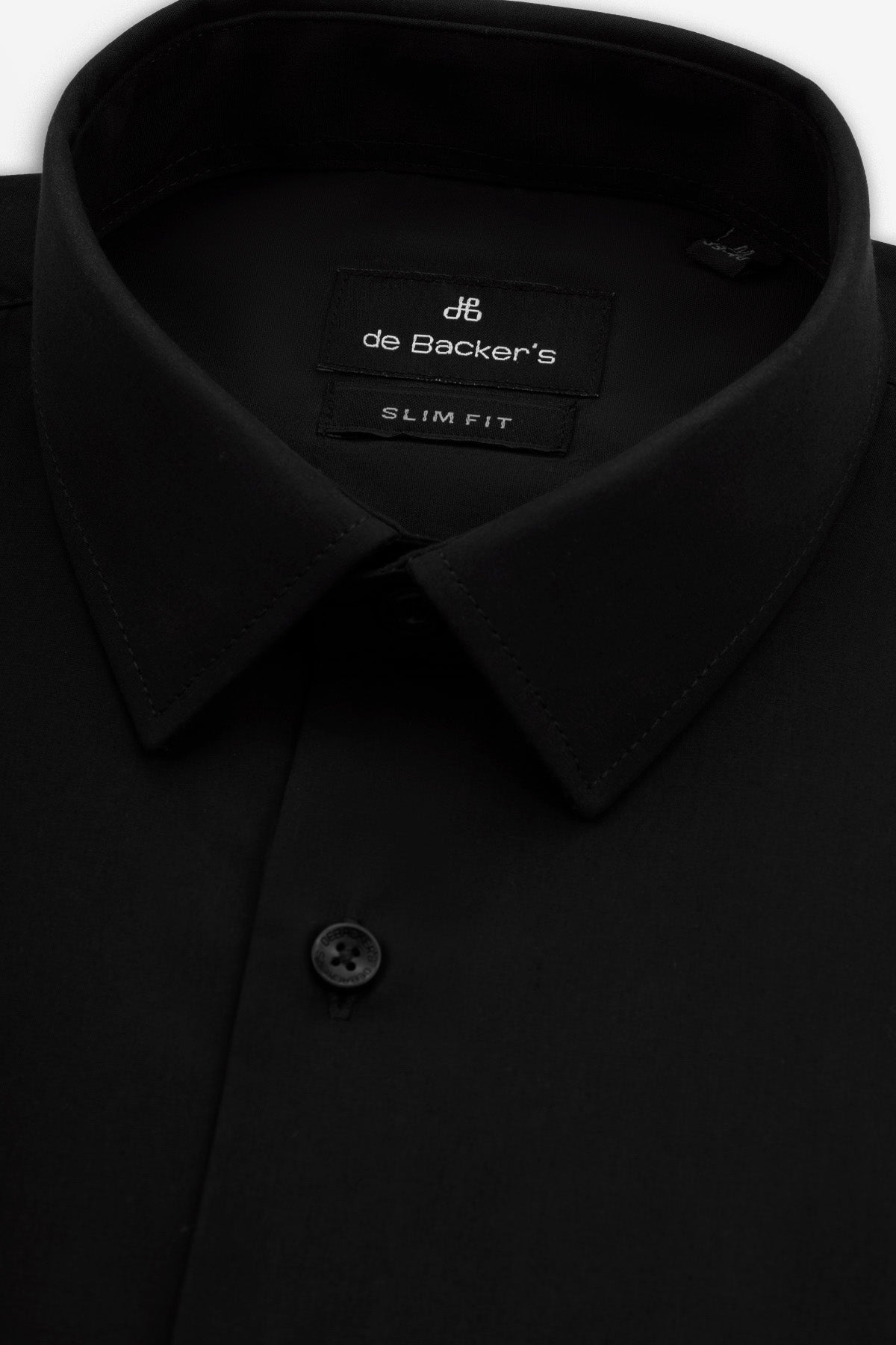 Solid Black Slim Dacron Classic Shirt