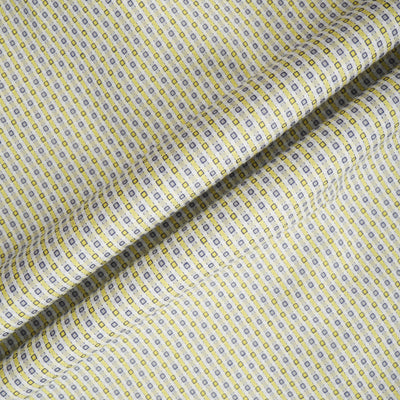 Printed Yellow & Navy Cotton Casual Shirt