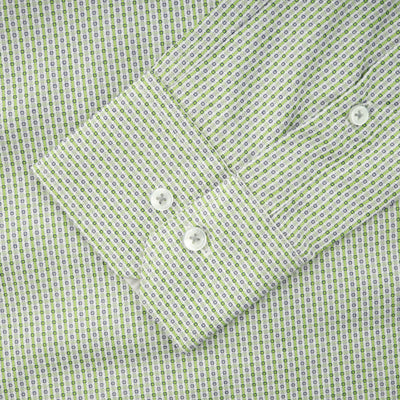 Printed Green & Navy Cotton Casual Shirt