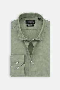 jacquard Dark Green Smart Casual Shirt