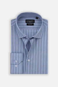 Striped Light Blue & Black Smart Casual Shirt