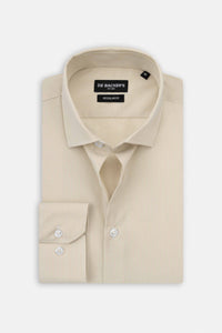 Striped Light Beige & White Bamboo Smart Casual Shirt