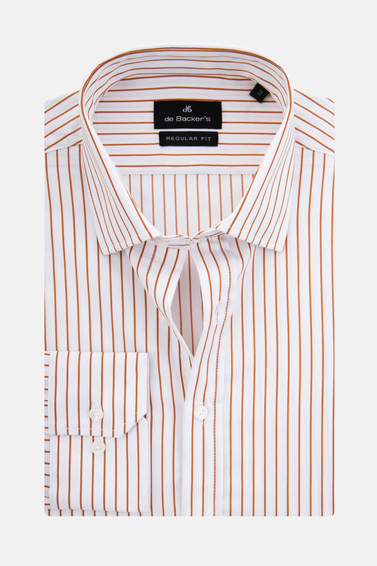 Striped White & Orange Smart Casual Shirt - 1