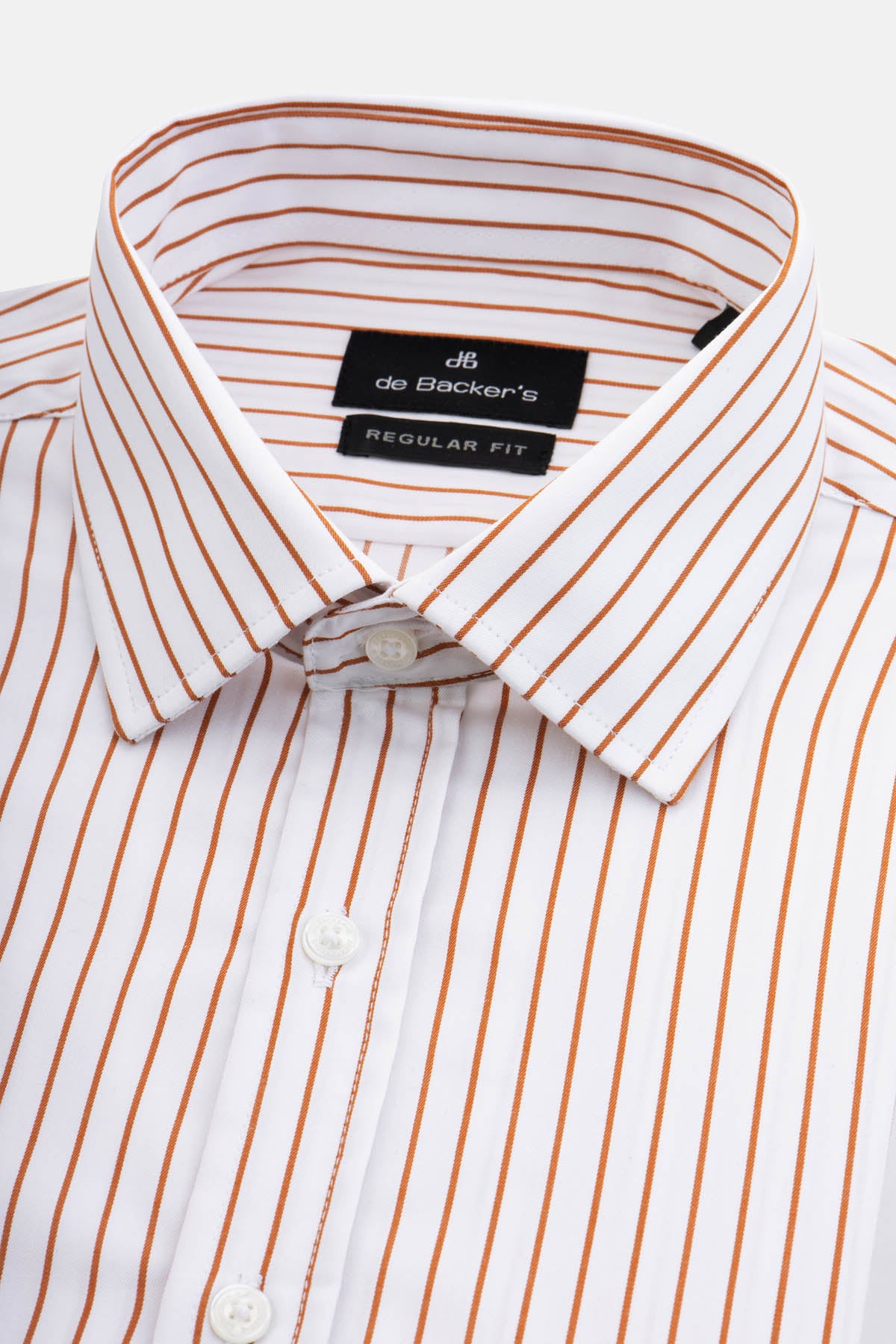 Striped White & Orange Smart Casual Shirt