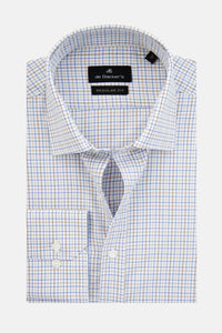 Checked Off-White & Light Blue Smart Casual Shirt - 1