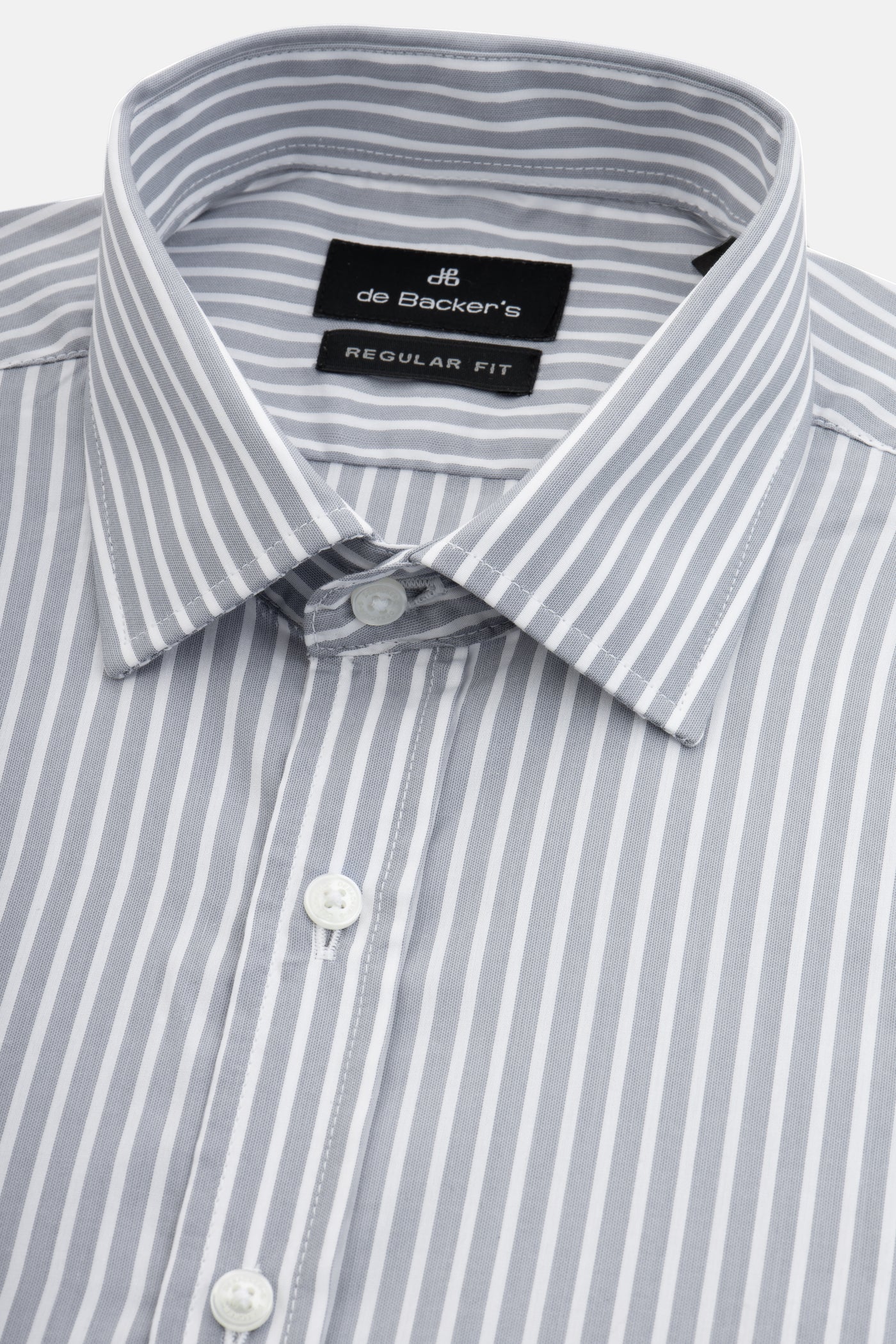 Striped Light Gray & White Smart Casual Shirt