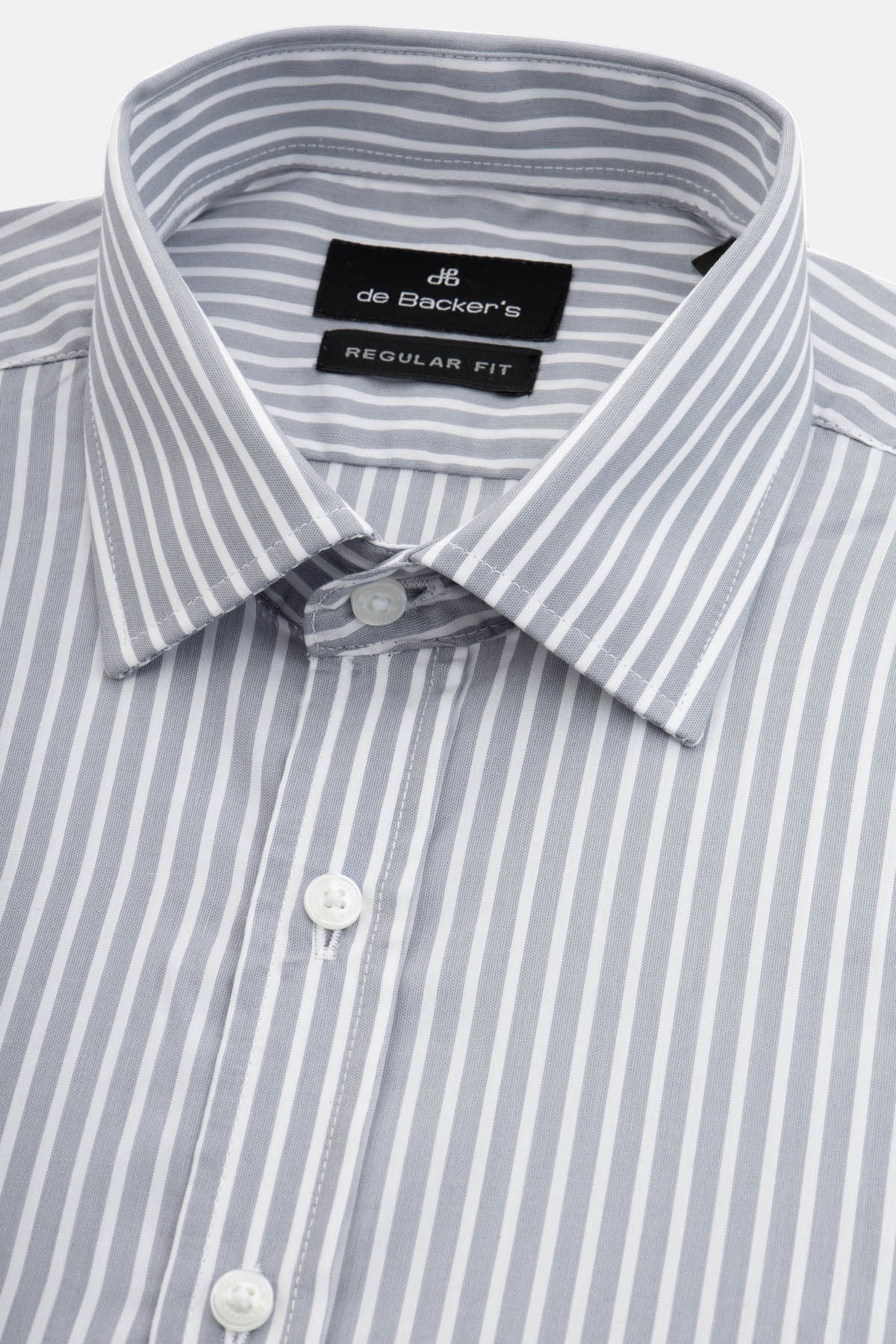 Striped Light Gray & White Smart Casual Shirt - 2